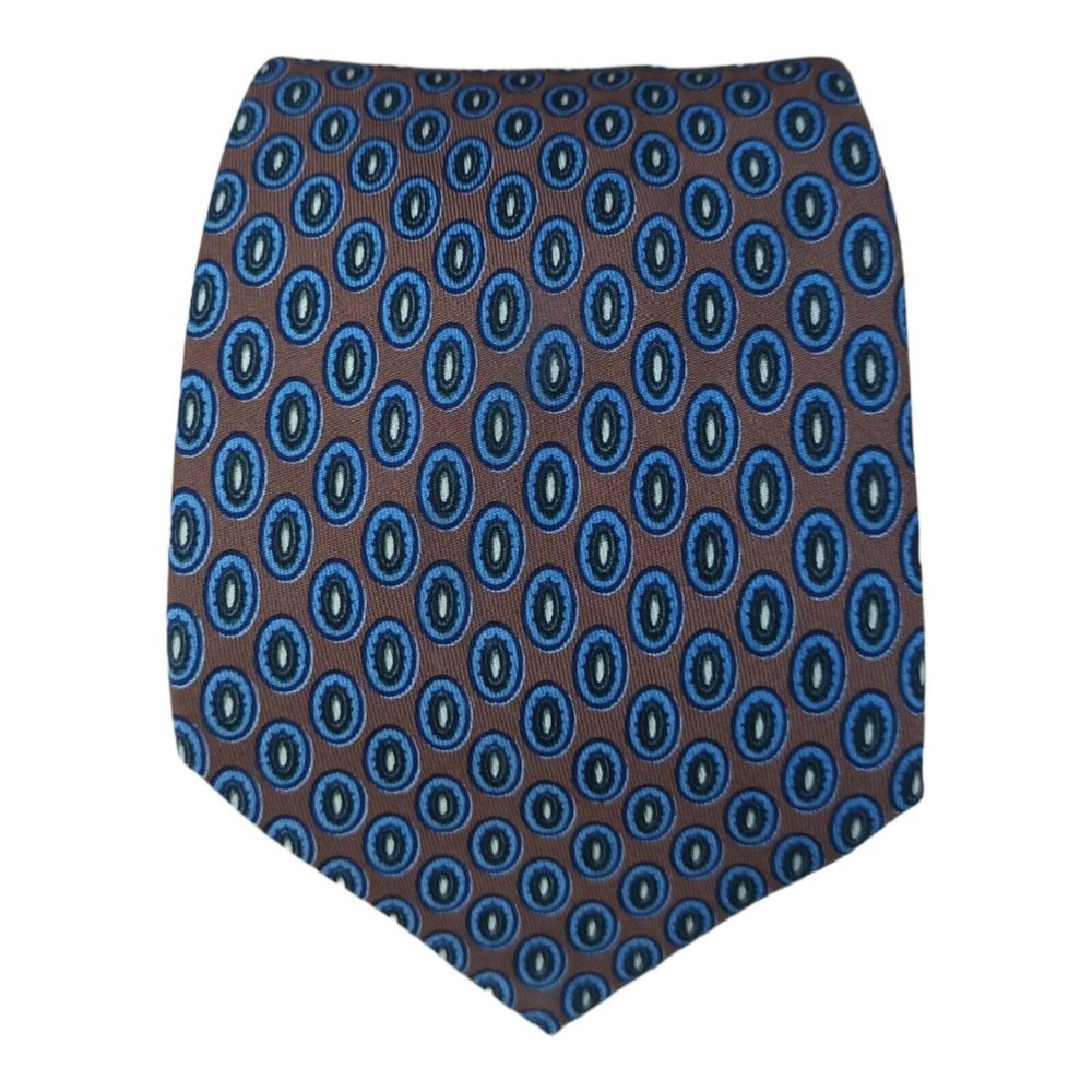 BATTISTONI Brown Geometric Silk Tie ITALY 57"/ 3.7" EC